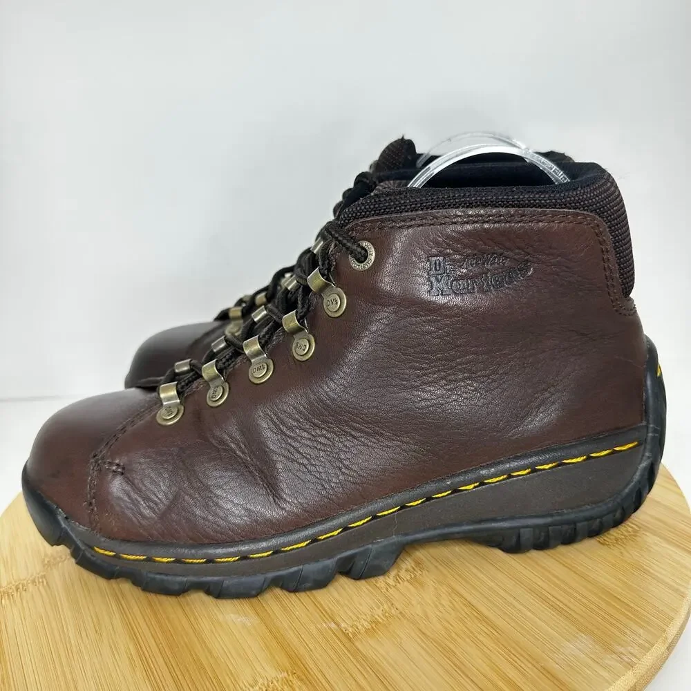 Dr. Martens Brown Leather Steel Toe Safety Ankle Boots Size Mens 8 Womens 9